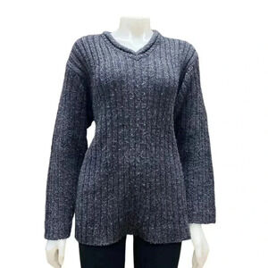 Historia Vintage Wool Blend V  Neck Ribbed Sweater Size Small